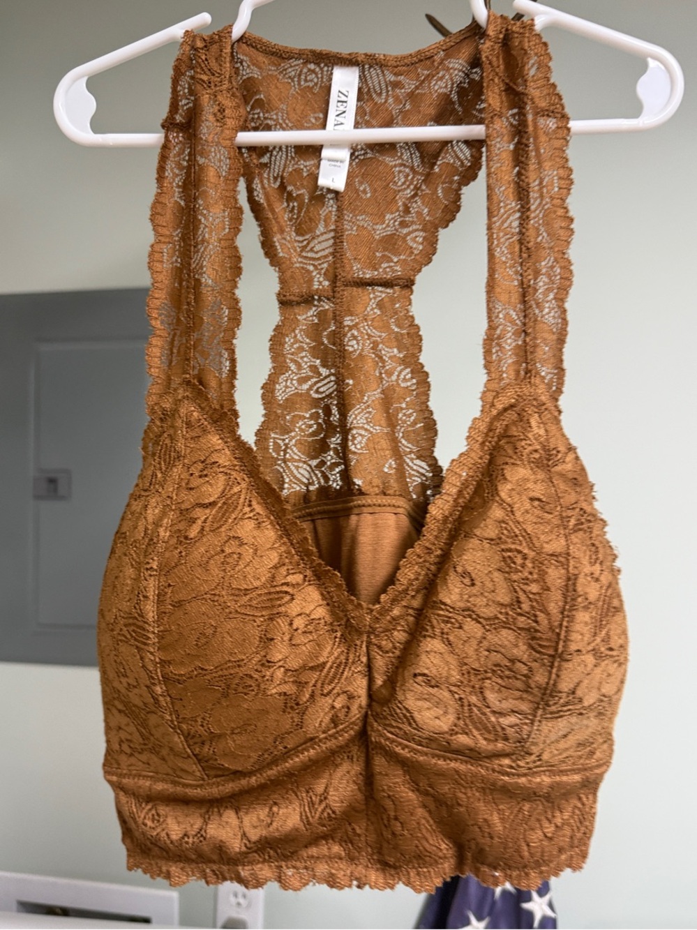 Zenana Lace Racerback Bralette in Copper